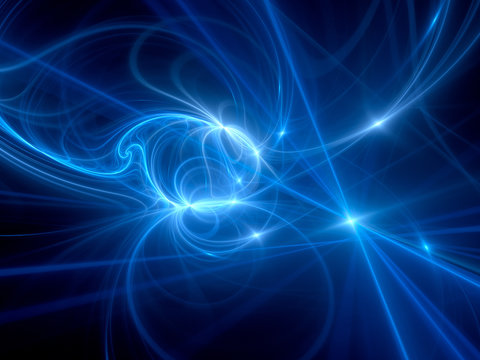 Blue glowing plasma intersections in space