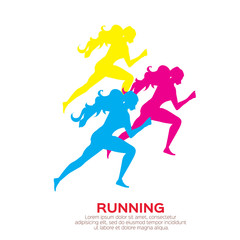 Plakat Woman running. Girl run, jogge. Sport
