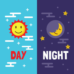 day and night flat cartoon