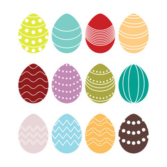 colored silhouettes of vector easter eggs