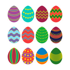 colored silhouettes of vector easter eggs