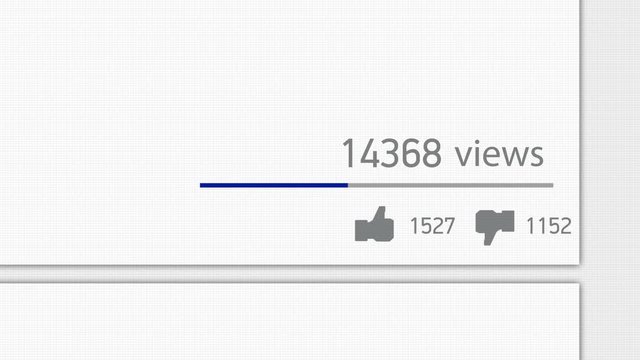 Interface panel video hosting site. The number of views, Like and dislike.