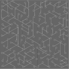 Abstract black background gray line with black dots at the ends are placed around the pattern