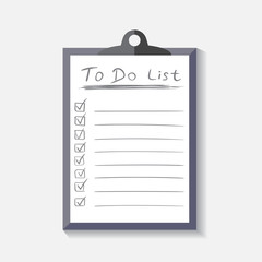 To do list icon with hand drawn text. Checklist, task list vector illustration in flat style on white background.