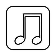 monochrome contour square musical note vector illustration