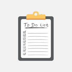 To do list icon with hand drawn text. Checklist, task list vector illustration in flat style on white background.