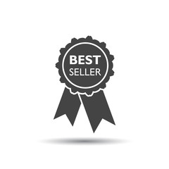 Best seller ribbon icon. Medal vector illustration in flat style on white background.