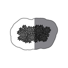 sticker black pattern with white contour floral design vector illustration
