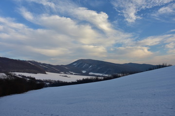 Fototapeta na wymiar scenery of snow covered landscapes