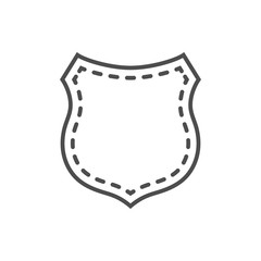 Shield shape icon. Black silhouette sign isolated on white. Symbol of protection, arms, coat honor, security, safety. Flat retro style design. Element vintage heraldic emblem Vector illustration