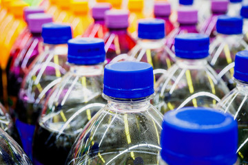 soft drinks bottles in supermarket