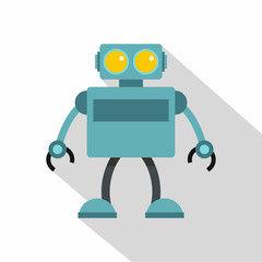 Blue robot icon, flat style