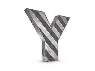 Uppercase Letter Y - heavy iron extruded letter on white background