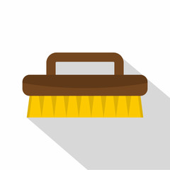 Wooden scrub brush icon, flat style