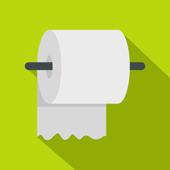 White roll of toilet paper on a holder icon