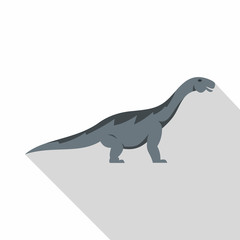 Grey titanosaurus dinosaur icon, flat style