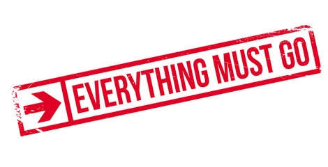 Everything Must Go rubber stamp. Grunge design with dust scratches. Effects can be easily removed for a clean, crisp look. Color is easily changed.