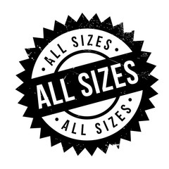 All Sizes rubber stamp. Grunge design with dust scratches. Effects can be easily removed for a clean, crisp look. Color is easily changed.