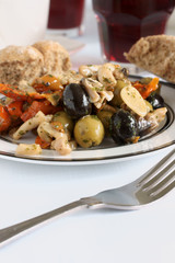 Olives sundried tomato and shitake mushroom antipasti