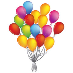 Colorful Bunch of Birthday Balloons Flying for Party vector illustration