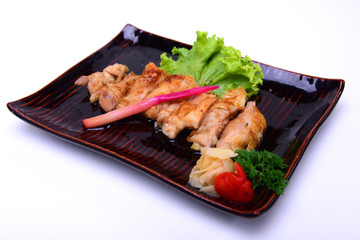 Grilled Chicken Teriyaki , isolated on white background (with Clipping Path)