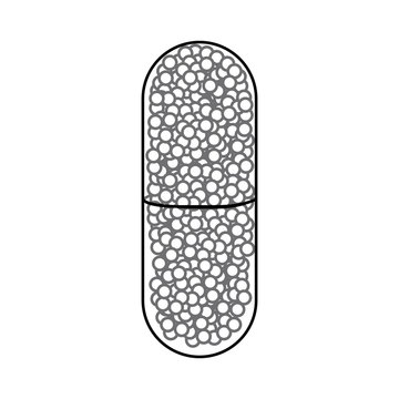 recommend clip art: silhouette pill medical in capsule shape with granules inside vector illustration
