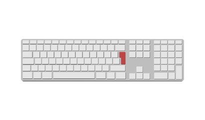 Клавиатура красная кнопка, периферия изолированный вектор