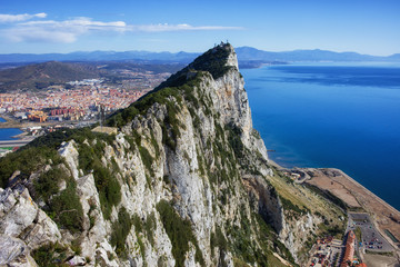Fototapeta na wymiar Rock of Gibraltar at Mediterranean Sea