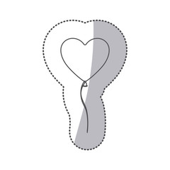 sticker silhouette heart shape balloon with ribbon vector illustration
