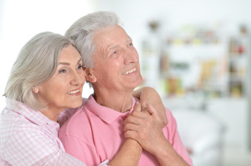 Obraz na płótnie Canvas Happy elderly couple embracing