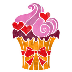 Watercolor cupcake