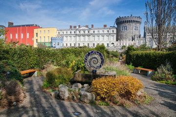 Dublin Castle from Dubh Linn Gardens in Dublin, Ireland