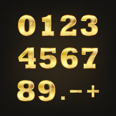 Set of golden numbers. Vector illustration.
