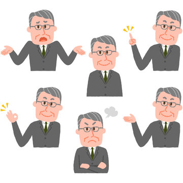 illustration of various facial expressions of a man