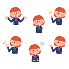 illustration of various facial expressions of a girl