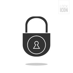 Padlock. Flat black icon lock. Object of safety, protection.
