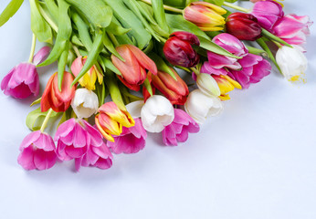 Bouquet tulips in different colors