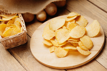 Crispy potato chips and potato 