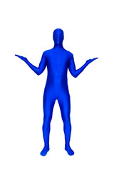 Mysterious blue man in blue costume