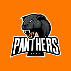 Furious panther sport vector logo concept isolated on orange background. Professional team badge design.
Premium quality wild animal t-shirt tee print illustration.