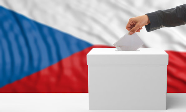 Voter on a Czech Republic flag background. 3d illustration