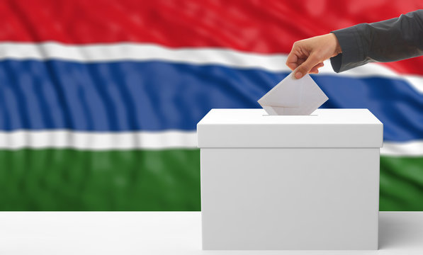 Voter on a Gambia flag background. 3d illustration