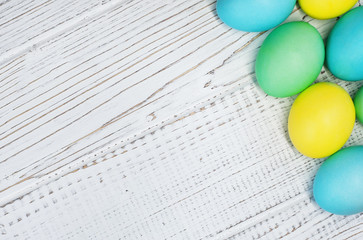 White background with eggs for greeting. Concept Happy Easter.