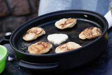 Deurstickers Fritters on a pan © bbstudio_ada