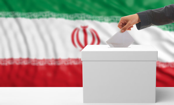 Voter on an Iran flag background. 3d illustration