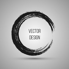 Hand drawn circle shape. Label, logo design element, frame. Brush abstract wave. Vector illustration. - 139416579