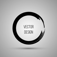 Hand drawn circle shape. Label, logo design element, frame. Brush abstract wave. Vector illustration. - 139416762