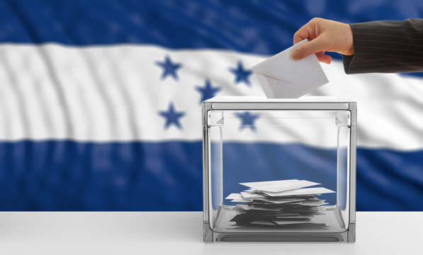 Voter on an Honduras flag background. 3d illustration