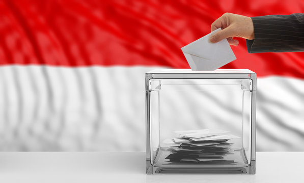 Voter on an Indonesia flag background. 3d illustration
