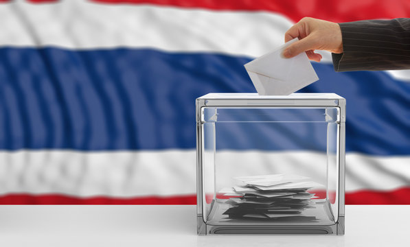 Voter on a Thailand flag background. 3d illustration